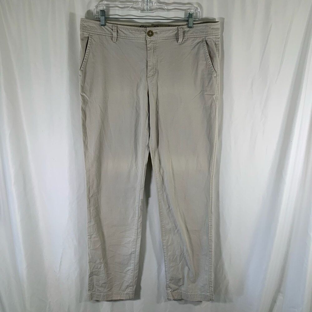 Eddie Bauer Pants Women's 12 Khaki Hiking Button Pockets High Rise Cotton Blend